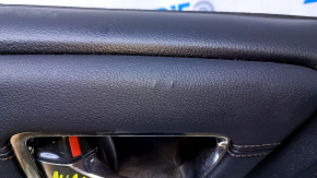 Door trim card rear left Toyota Avalon 13-18 black with black insert leather, armrest black leather, scratches, abrasions, dents, scuffs