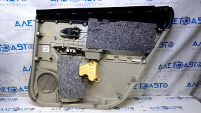 Door trim card rear left Toyota Prius V 12-17 beige with beige insert cloth, armrest beige cloth, scuffs, scratches, bumps, dents
