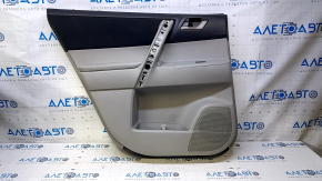 Door trim card rear left Toyota Highlander 08-13 gray with black insert velour, armrest gray leather, without molding on the handle, scuffs, scratches, whitened plastic