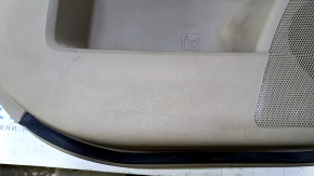 Door trim card rear left Toyota Highlander 08-13 beige with black insert leather, armrest beige leather, JBL, handle molding light wood, plastic turned white, scratches, scuffs, abrasions