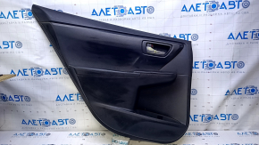 Door trim card rear left Toyota Camry v55 15-17 usa black with black insert plastic, armrest black rubber, scuffs, scratches