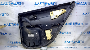 Door trim card rear left Toyota Camry v55 15-17 usa black with black insert plastic, armrest black rubber, scuffs, scratches