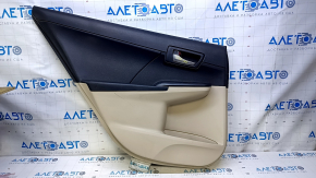 Door trim card rear left Toyota Camry v50 12-14 usa beige with black insert plastic, armrest black rubber, scratches, abrasions, dent
