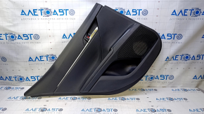 Door trim card rear left Toyota Camry v70 18 black with black insert plastic, armrest black leather, molding chrome, scratches, abrasions