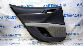 Door trim card rear left Toyota Camry v70 18- dark gray with gray insert plastic, gray rubber armrest, chrome molding, scuffs, scratches