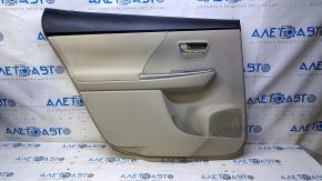 Door trim card rear left Toyota Prius V 12-17 beige with beige insert cloth, armrest beige cloth, scuffs, scratches