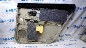 Door trim card rear left Toyota Prius V 12-17 beige with beige insert cloth, armrest beige cloth, scuffs, scratches