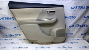 Door trim card rear left Toyota Prius V 12-17 beige with beige insert cloth, armrest beige cloth, scuffs, scratches, for dry cleaning