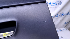 Door trim card rear left Toyota Prius V 12-17 dark gray with dark gray insert cloth, armrest dark gray cloth, scuffs, scratches, dents, pokes, nicks