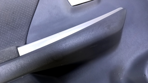 Door trim card rear left Toyota Prius V 12-17 dark gray with dark gray insert cloth, armrest dark gray cloth, scuffs, scratches, dents, pokes, nicks