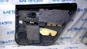 Door trim card rear left Toyota Prius V 12-17 dark gray with dark gray insert cloth, armrest dark gray cloth, scuffs, scratches, dents, pokes, nicks