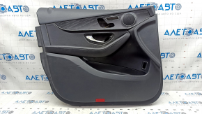 Door trim card front left Mercedes GLC 16-22 black leather, ebony insert, armrest black leather, bumps, scratches, tears