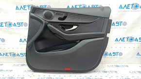 Door trim card front right Mercedes GLC 16-22 black leather, ebony insert, armrest black leather, tears, dents