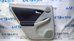 Door trim card rear left Toyota Prius 30 10-15 gray with dark insert leather, armrest dark gray leather, molding gray structure, under the tweeter, scratches, abrasions, bump