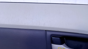 Door trim card rear left Toyota Prius 30 10-15 gray with dark insert leather, armrest dark gray leather, molding gray structure, under the tweeter, scratches, abrasions, broken fasteners