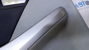 Door trim card rear left Toyota Prius 30 10-15 gray with dark insert leather, armrest dark gray leather, molding gray structure, under the tweeter, scratches, abrasions, broken fasteners