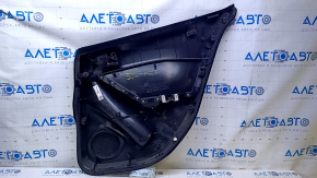 Door trim card rear left Mazda3 14-18 BM black with black insert cloth, armrest black plastic, scratches, abrasions