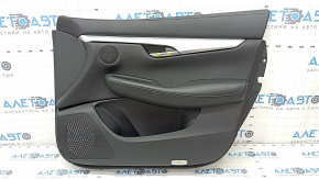 Door trim card front right Infiniti QX50 19- black, insert black leather, armrest black leather, gray stitching, molding silver, butts