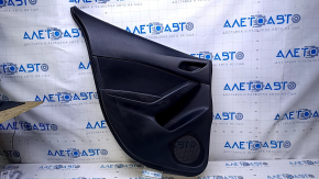 Door trim card rear left Mazda3 14-18 BM black with black insert cloth, armrest black plastic, scratches, abrasions