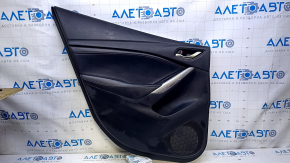 Door trim card rear left Mazda 6 13-15 Touring black with black insert leather, armrest black leather, molding gray gloss, scratches, abrasions, dent
