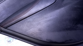 Door trim card rear left Mazda 6 13-15 grand touring black with black insert leather, armrest black leather red stitching, molding gray gloss, pokes, dents, scratches, abrasions