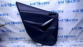Door trim card rear left Mazda 6 13-15 Sport black with black insert cloth, armrest black leather, molding gray gloss, dents, scratches, abrasions