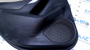 Door trim card rear left Mazda 6 13-15 Touring black gray insert cloth, armrest black leather, molding gray gloss, dent, bump, abrasions, scratches