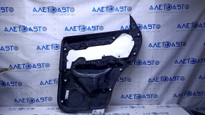 Door trim card rear left Mazda CX-5 17- with black insert leather, armrest leather gray, molding gray structure, butt, dent, abrasions, scratches