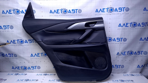 Door trim card rear left Mazda CX-9 16- black with black insert leather, armrest black leather, gray molding structure, scratches, abrasions, dents