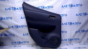 Door trim card rear left Nissan Leaf 13-17 black with black insert plastic, armrest black cloth, scuffs, scratches