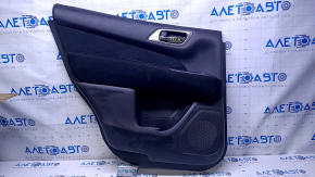 Door trim card rear left Nissan Pathfinder 13-20 black with black insert cloth, armrest black cloth, handles gray structure, scratches, abrasions