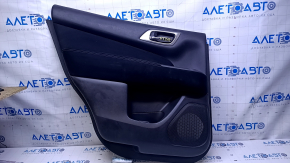 Door trim card rear left Nissan Pathfinder 13-20 black with black insert cloth, armrest black cloth, handles gray structure, scratches, abrasions, bump