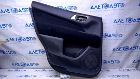 Door trim card rear left Nissan Pathfinder 13-20 black with black insert cloth, armrest black cloth, handle molding gray structure, scratches, abrasions