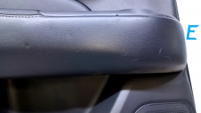 Door trim card rear left Nissan Pathfinder 13-20 black with black insert leather, armrest black leather, handles gray structure, scratches, abrasions, scuffs, dents