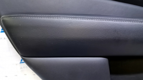 Door trim card rear left Nissan Pathfinder 13-20 black with black insert leather, armrest black leather, handles gray structure, scratches, abrasions, scuffs, dents