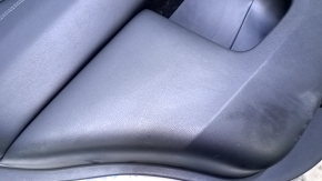 Door trim card rear left Nissan Pathfinder 13-20 black with black insert leather, armrest black leather, handles gray structure, scratches, abrasions, scuffs, dents