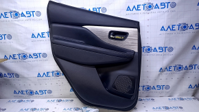 Door trim card rear left Nissan Murano z52 15-18 black with black insert leather, armrest black leather, molding gray gloss, scuffs, dents, abrasions, scratches, bumps