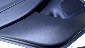 Door trim card rear left Nissan Murano z52 15-18 black with black insert leather, armrest black leather, molding gray gloss, scuffs, dents, abrasions, scratches, bumps