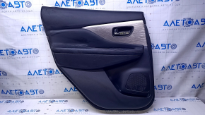 Door trim card rear left Nissan Murano z52 15-18 black with black insert leather, armrest black leather, molding gray gloss, dents, abrasions, scratches, bump