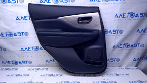 Door trim card rear left Nissan Murano z52 15-18 black with black insert leather, armrest black leather, molding gray gloss, dents, abrasions, scratches, bump