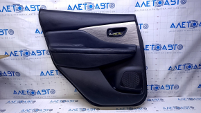Door trim card rear left Nissan Murano z52 15-18 black with black insert leather, armrest black leather, molding gray gloss, dents, abrasions, scratches, pokes