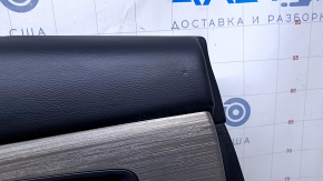 Door trim card rear left Nissan Murano z52 15-18 black with black insert leather, armrest black leather, molding gray gloss, dents, abrasions, scratches, pokes