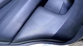 Door trim card rear left Nissan Pathfinder 13-20 black with black insert leather, armrest black leather, handles gray structure, scratches, abrasions, bumps