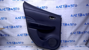 Door trim card rear left Nissan Leaf 13-17 black with black insert plastic, armrest black leather, scuffs, scratches, abrasions