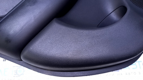 Door trim card rear left Nissan Leaf 13-17 black with black insert plastic, armrest black leather, scuffs, scratches, abrasions