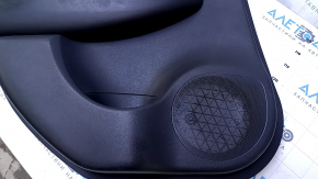 Door trim card rear left Nissan Leaf 13-17 black with black insert plastic, armrest black leather, scuffs, scratches, abrasions