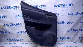 Door trim card rear left Nissan Leaf 13-17 black with black insert plastic, armrest black leather, bumps, scratches, abrasions, worn leather