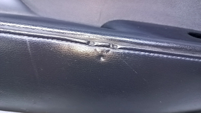 Door trim card rear left Nissan Leaf 13-17 black with black insert plastic, armrest black leather, bumps, scratches, abrasions, worn leather