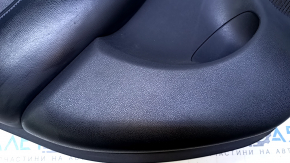 Door trim card rear left Nissan Leaf 13-17 black with black insert plastic, armrest black leather, bumps, scratches, abrasions, worn leather