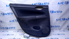 Door trim card rear left Nissan Sentra 13-19 black with black insert cloth, armrest black leather, bumps, scratches, abrasions